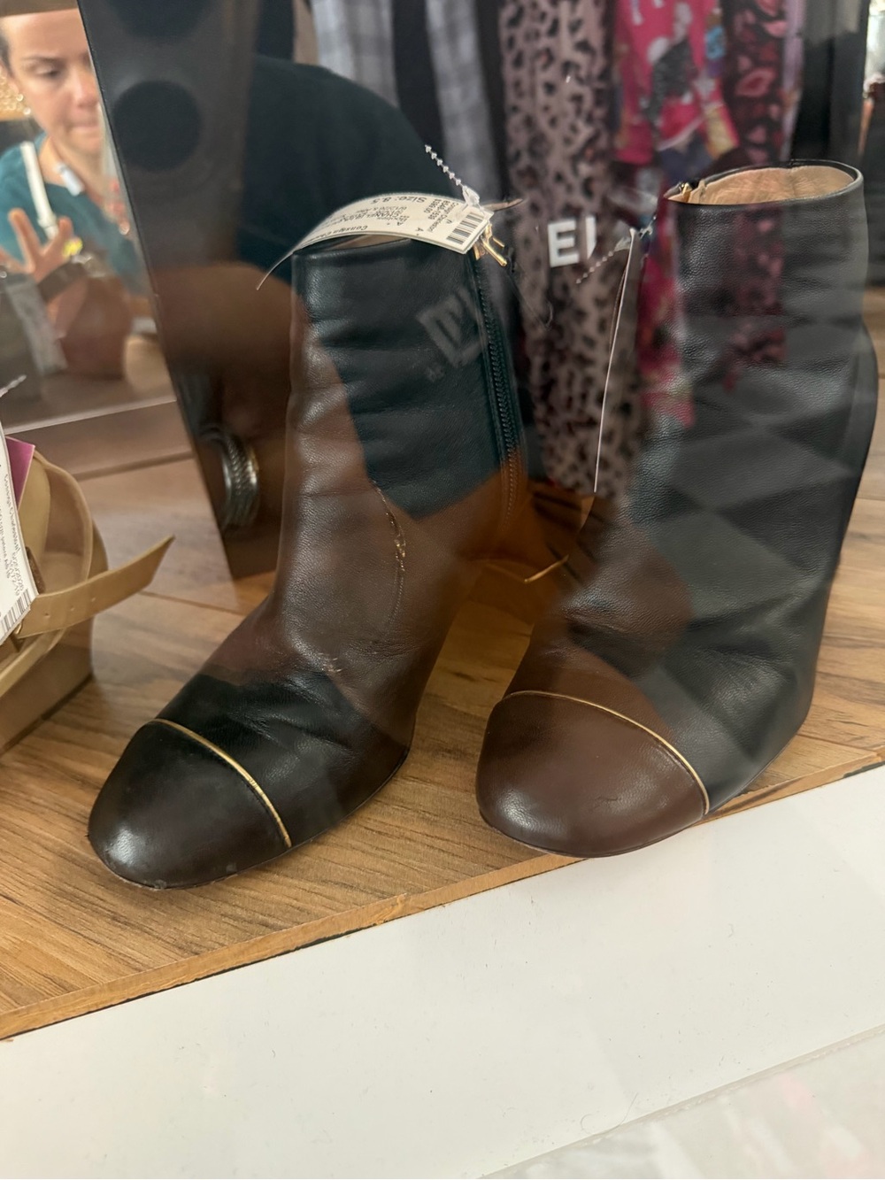 Chanel CC Leather Ankle Boots
